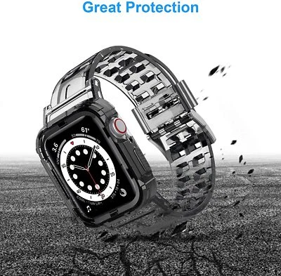 One Piece Built Rugged Sports Band with Case for Apple Watch Series 7 8-41/45mm