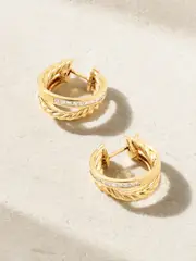 [David Yurman] David Yurman - Crossover Trio 18-karat Gold Diamond Earrings - One size One size Gold