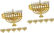 2sets Hanukkah Napkin Buckles Ring Menorah Shaped Napkin Holders for Dinner and Holiday Decor 6pcs*2
