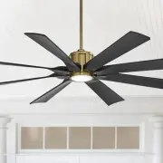 60" Defender Modern Indoor Outdoor Ceiling Fan with LED Light Remote Brass Black