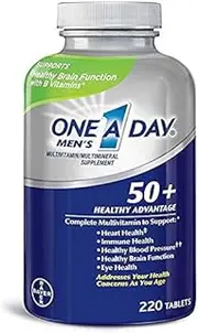 ONE A DAY for MEN 50+ MULTIVITAMIN MULTIMINERAL SUPPLEMENTS with COMPLETE MULTIVITAMIN TO SUPPORT HEART HEALTH IMMUNE HEALTH HEALTHY BLOOD PRESSURE HEALTHY BRAIN FUNCTION WITH B VITAMINS EYE HEALTH. ADDRESSES YOUR HEALTH CONCERNS AS YOU AGE 220 TABLETS