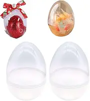 Easter Eggs,Large Fillable Plastic Eggs Empty Clear Eggs,Transparent Easter Eggshells Fillable Eggshells for Easter Hunt, Filling Treats, Party Favor, Basket Stuffers, Classroom Prize Supplies (2pcs)