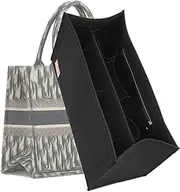 KESOIL Bag Organizer Insert,Tote Bag Insert For Book Tote Bag Medium Size,Bag Insert Organizer,Handbag Storage,Tote Bag Felt Insert with Zipper Bag(Black，L)
