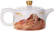 Teapot,Ceramic Teapot, Tea Pot Retro Chinese Style Household Single Pot Teapot Creative Hand Painted Office Living Room Tea Room Ceramic Tea Set Teapot for Infuser (A)