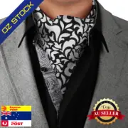 Dan Smith C.C.AQ.I.049 White Black Wedding Extra Long Tie Leopard Print Cotton