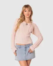 EDIKTED Womens Emmy Open Back Knit Top PINK