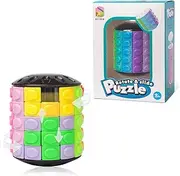 R.Y.TOYS Fidget Toy for Adults/Teens/Boys/Girls,Magic Cube Puzzle,Brain Teasers for Adults,Cylinder Rotate&Slide Logic Puzzle for Kids Child(12 Colors x 5 Layers)