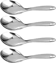 UPKOCH 4pcs Stainless Steel Rice Spoon for Cooking Korean Soup Spoon Restaurant Silver