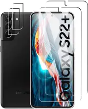 [2+2 Pack]For Samsung Galaxy S22 Plus 2 Pack Front Screen Protector,with 2 Pack Camera Lens Protector, 9H Hardness-For S22 Plus/S22+ 5G