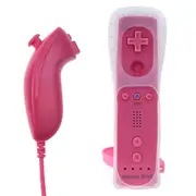 2 In 1 Remote Controller Joystick Built In Motion Plus Gamepad Replacement Compatible with Wii Wii U Games Control-Rose Red