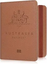 [YAVIV] Passport Holder for Women and Men, Premium Leather Travel Passport Wallet RFID Blocking Passport Cover, Brown