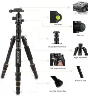 ZOMEI Q666 Proline Tripod with Ball Head for Cameras - Aluminium Black