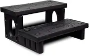 vidaXL Spa Steps in Black - Versatile Reversible Plastic Treads for Both Round and Square Hot Tubs - Lightweight Yet Strong