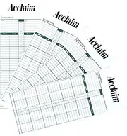Acclaim Lawn Bowls Score Paper Sheets 1000 Single Sided White Green Black Text Paper Printed Sheets 8 1/4" x 3 1/4"