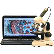AmScope 40-1000X Cordless Compound Microscope 3MP USB Camera LED Top/Bottom Lite