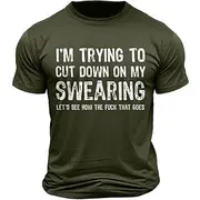 Men's Letter Printed T Shirt 100% Cotton Short Sleeve Graphic Shirt Black Deep Blue Army Green Comfortable Tee Vacation Street Fashion Designer Clothing
