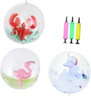 WOONEKY Beach Ball Floatable Pool Inflatable Flamingo Beach Play Balls Inflat...