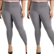 New INC International Concepts Womans 1X Set of 2 Compression Leggings Grey NWT