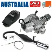 49CC 2 Stroke Pull Start Motor Engine w/ Exhaust Pipe Feul Tank Pit Bike Quad