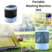 Devanti Portable Washing Machine 3KG Knob-Control Clean Wash Tidy Trips Black