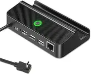 5 in 1 Docking Station for Steam Deck and ROG Ally, 4K@60Hz HDMI, 1000Mbs Ethernet, 2 USB A 2.0 Ports, USB-C PD 100W, RGB Light, Support Switch Between Handheld/TV Mode