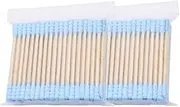 FSSTUD 200 Pcs Colorful Double Tipped Cotton Swabs Cotton Ear Sticks Spiral Head Cotton Buds with Wooden Sticks for Cleaning Blue
