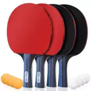 Glymnis Ping Pong Paddles Set of 4 with 8 Balls