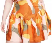 NWT Fe Noel x Target Orange Yellow Mixed Paint Printed Mini Skirt Linen Size 4!!