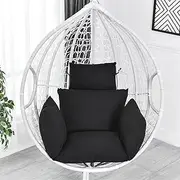 Egg Chair Cushion, Swing Chair Cushio with Pillow,Hanging Basket Chair Cushions with Pillow, Soft Outdoor Swing Cushions Replacement Patio Egg Chair Covers(Black)