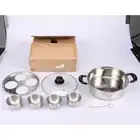 Egg Poacher Stainless Steel Poached Egg Maker Pot Egg Poaching Pan with 4>