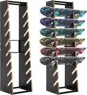 Vercraft Wooden Skateboard Rack Floor Skateboard Stand Holder 8-Layer Skateboard Holder Skateboard Display Organizer for Storage Decks Longboards Garage Standard Skateboards Mini Cruiser Skateboards