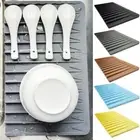 Self-Draining Light Grey Silicone Dish Drying Mat or Trivet for Kitchen Counter