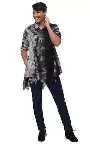 Tulip Clothing Mia Button Down Womens Tunic in Morocco Tie Dye