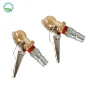 2X Ball Tire Air Tyre Chuck Inflator Steel Fitting with Valve Stem Lock On Clip