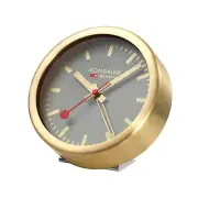 Mondaine Wall Alarm Clock, Aluminium, Grey/Gold, Durchmesser: 12,5 cm
