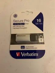 Verbatim 98664 16 GB Store 'n' Go Secure Pro USB Flash Drive - Silver New