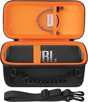 [BOVKE] Carrying Case for JBL Flip 7 Waterproof Portable Bluetooth Speaker, Flip 7 Protective Storage Holder Bag with Shoulder Strap and Mesh Pocket for Cables, Accessories, Black