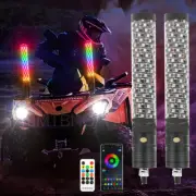 2x 1ft RGB Spiral Fat LED Whip Lights Antenna Chase Bluetooth Remote for ATV UTV