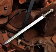 Viking Sword Of King Ragnar Battle Ready Medieval Sword with Scabbard & Wooden P