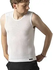 [GripGrab] PACR Spring Autumn Sleeveless Cycling Functional Vest Men's Sleeveless Road Bike MTB Gravel Bike Mesh Base Layer, White, Medium-Large