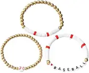 Football Basketball Baseball Rugby Alphabet String Multi-layer Bracelet Elastic Bracelet for Sports Fans Women Men