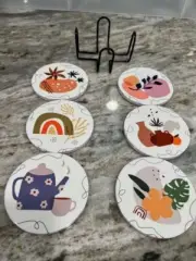 ONENAX Drink Coasters With Holder Colorful NEW