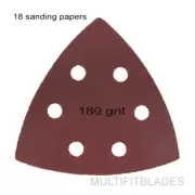 Large Triangular Size 180 Grit Hook & Loop Oscillating Sanding Sheets: 18 Pack