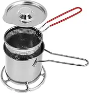 VINTORKY 1Set Stainless Steel Fryer Pot with Basket Food Grade Deep Frying Pot for Home Cooking Comfortable Non Slip Handle for Frying Chicken Seafood and French Fries