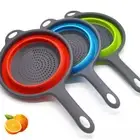 Kitchen Collapsible Silicone Colander Vegetable Strainer Basket with Handle GY