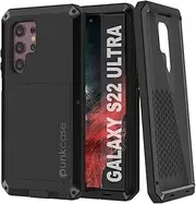 [PunkCase] Galaxy S22 Ultra Metal Case Heavy Duty Military Grade Armor Cover [Shockproof] Hybrid Full Body Hard Aluminum & TPU Design [Non Slip] for Galaxy S22 Ultra 5G (2022) (6.8") [Black]