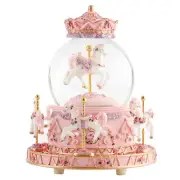 Music Box with Color Changing LED Lights, Carousel Crystal Ball Musical Snow ...
