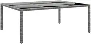 Outdoor Dining Table Tempered Glass Patio, Extendable Acacia Wood Tables, Metal Grey Garden for Kitchen or Outside, 200x150x75 cm
