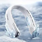 Low Noise Neck Fans Bladeless Neck Fans 2024 New Portable Small Hanging Fan USB Charging Leaf Less Wearable Design with 4000mAh Battery for Outdoor Sports Travel