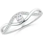 Solitaire Princess-Cut Diamond Infinity Swirl Promise Ring